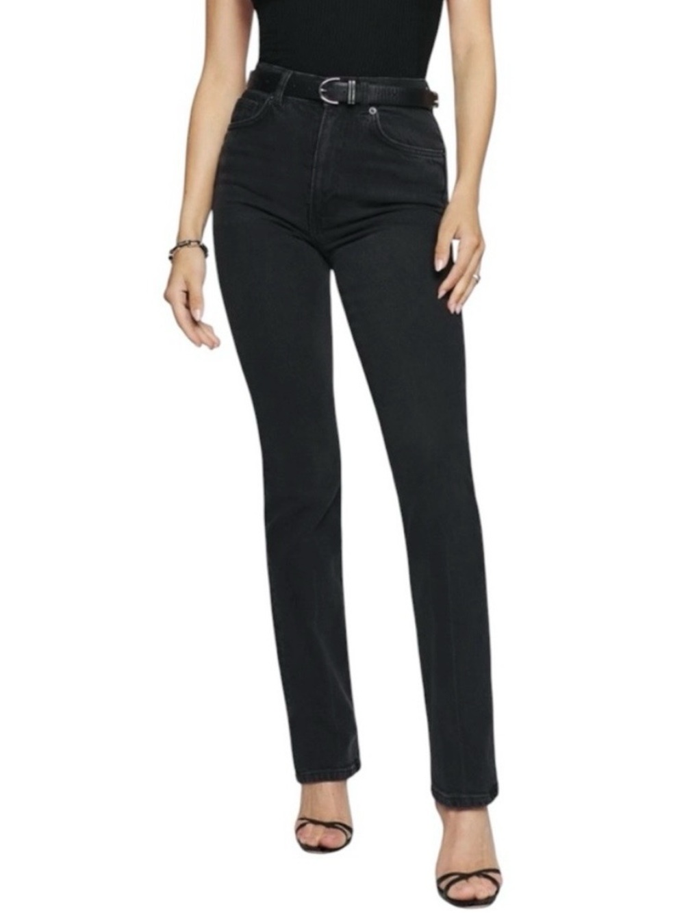 Reformation Peyton Black Jeans 30 High Rise Slim Bootcut Flare Y2K 90s